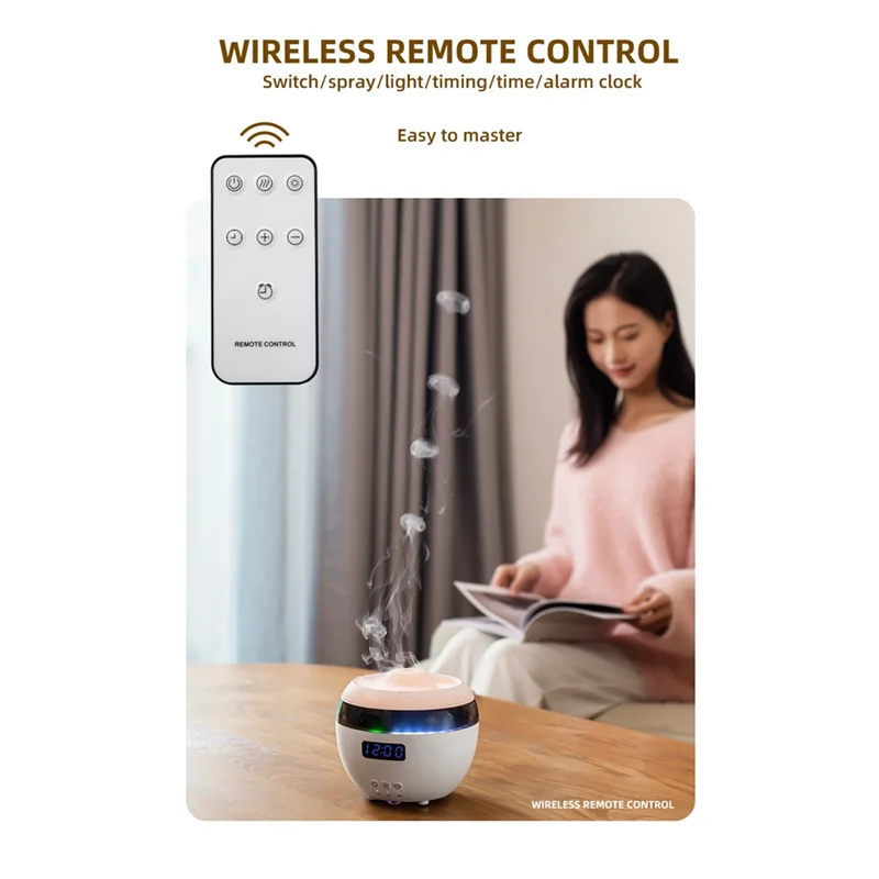 BAAO-Dynamic Humidifier Home Desktop Digital Display Clock Wireless Remote Control Essence Oil Aromatherapy Machine EU Plug