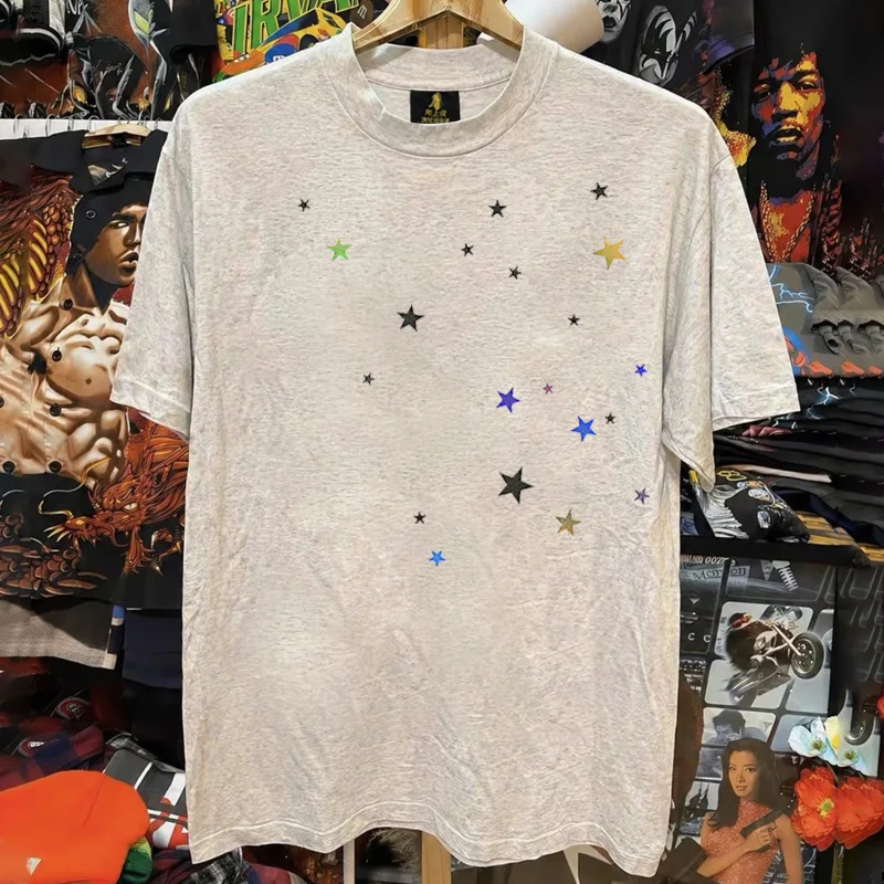 Loose Fit Cotton T-Shirt Unisex Short Sleeve Double Thread UPUPXIA Hero Print Sweat Absorbent round Neck Casual Summer Top