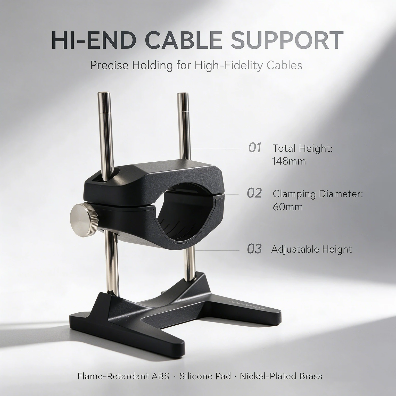 Cable Holder Cable Riser for HiFi Audio, Height Adjustable, Anti-Vibration EMI Isolation, Lifts Cables 23mm, Fits 50mm Cables
