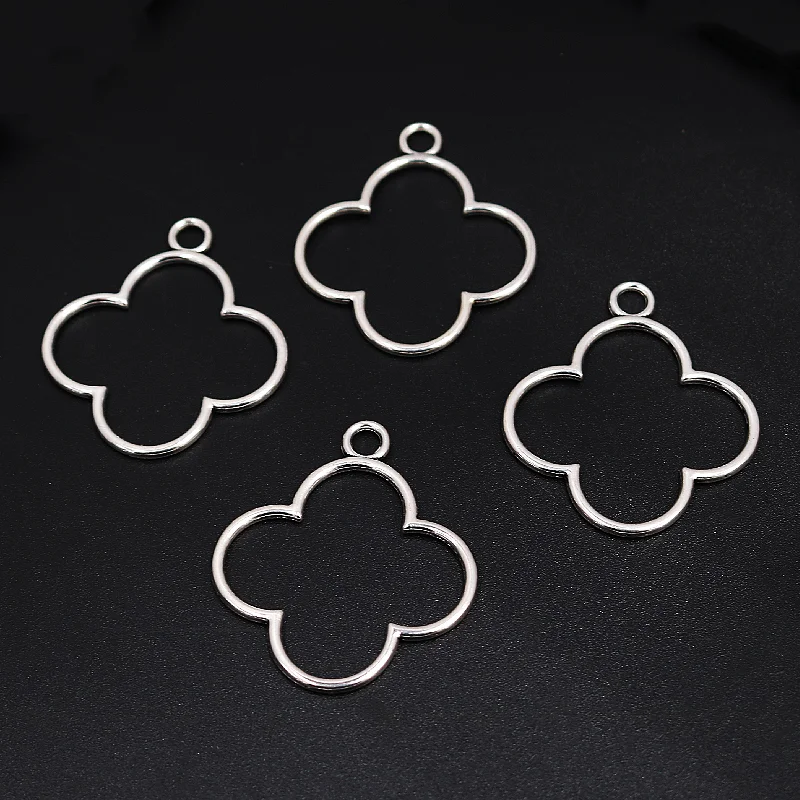 

15pcs Silver Plated Hollow Metal Flower Pendant Vintage Earring Accessories DIY Charms For Jewelry Crafts Making P900