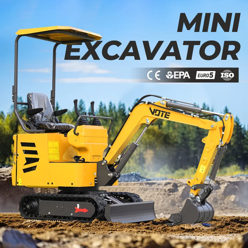 1 Ton Mini Excavator Bagger CE EPA EURO 5 Engine Small Excavator Mini Digger With Attachments Fast Delivery Excavators Machine