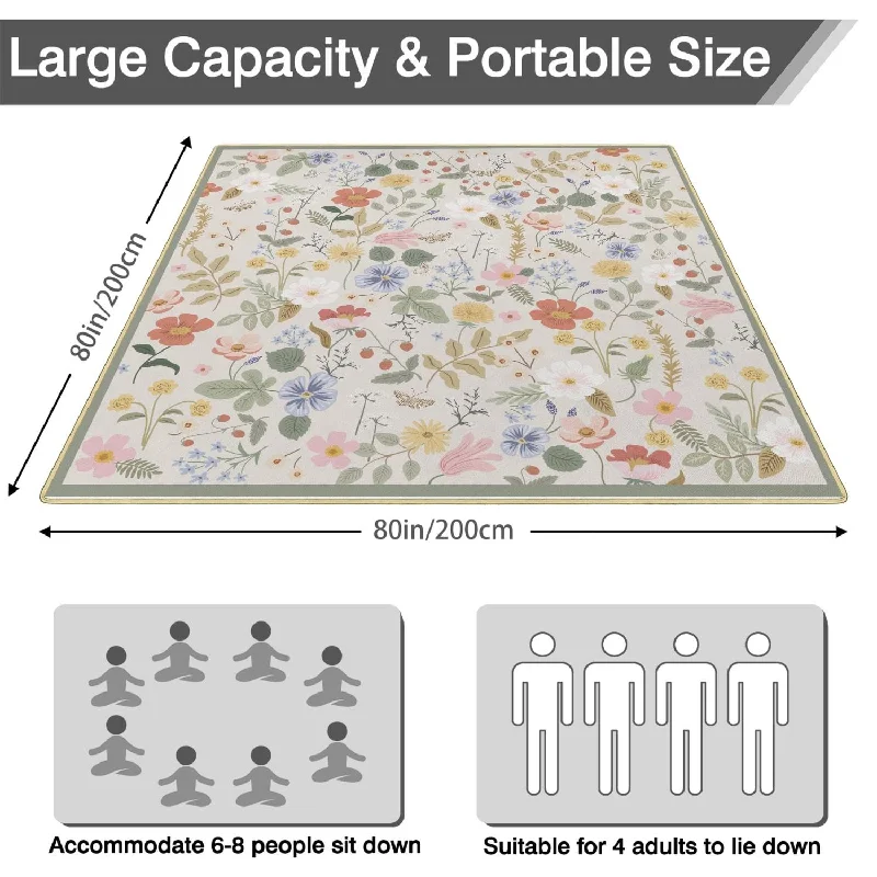 Custom Super Large Folding Camp Mat Waterproof Sand Resistant Portable Washable Beach Picnic Mat for Living Room and Outdoor