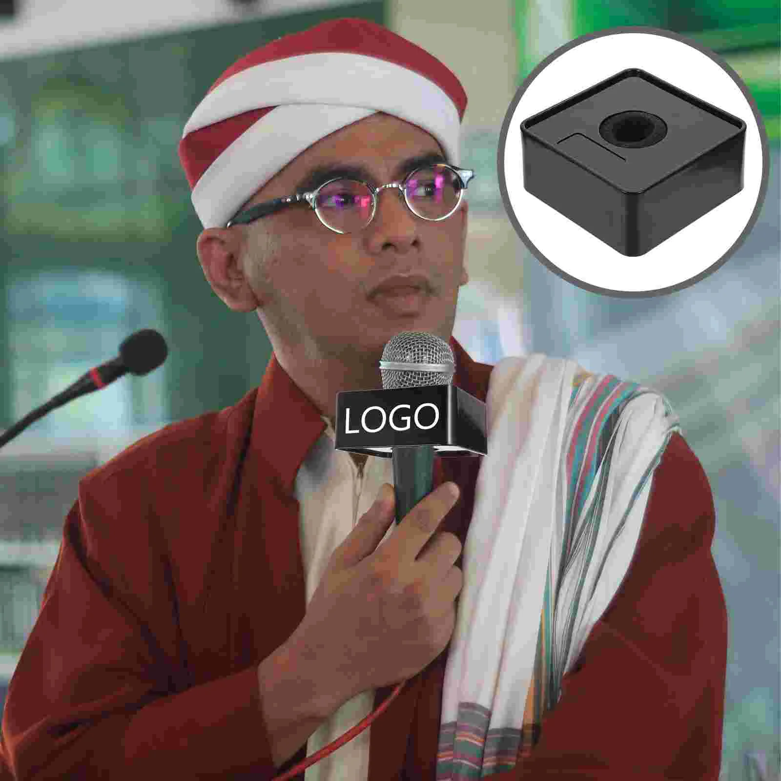 Microphone Logo Microphones Stand Platform Station Abs Mark Flag Protector Reporters