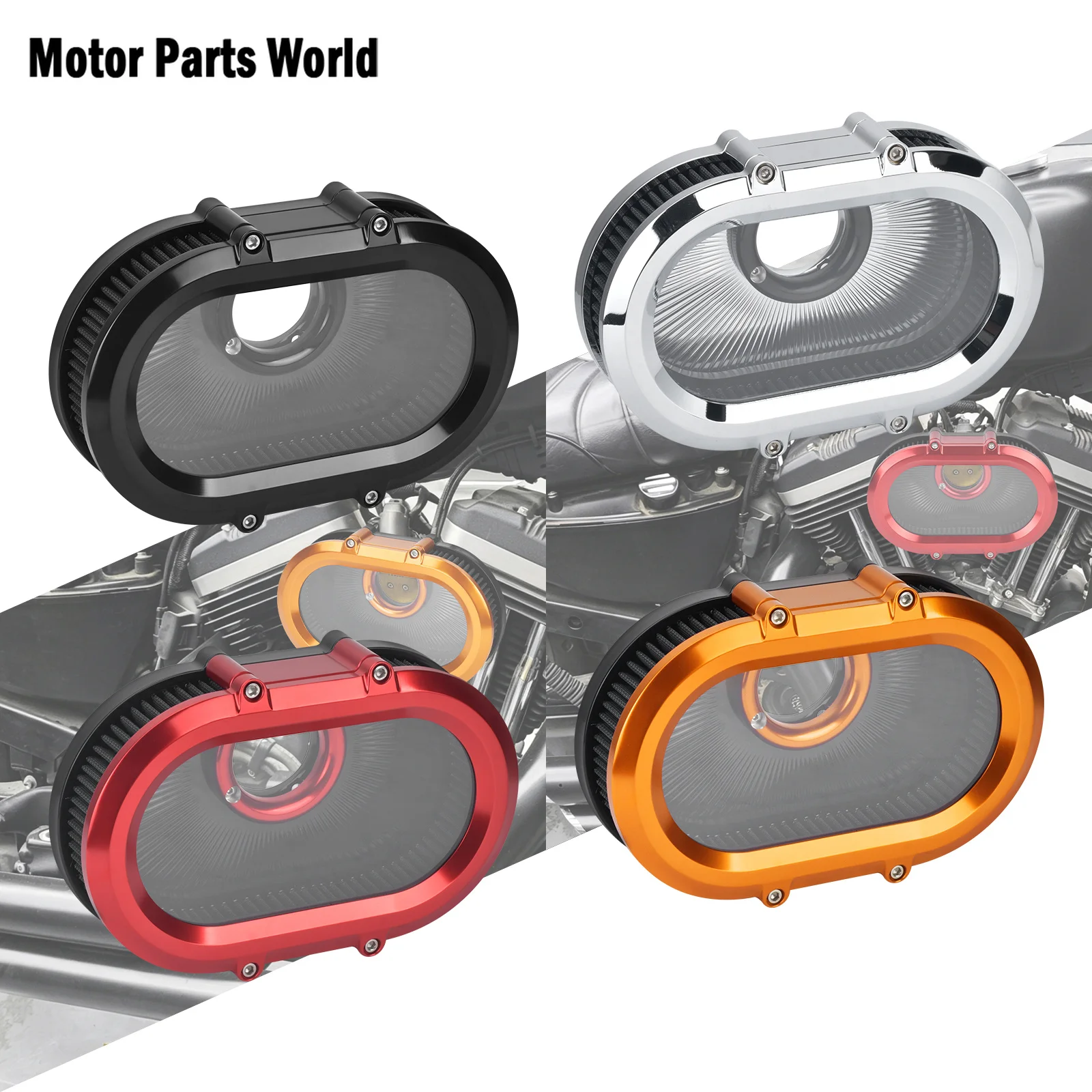 Motorcycle Air Filter Cleaner Intake Filter With Rings For Harley Sportster XL 883 1200 Iron 72 48 SuperLow Nightster 2004-2022