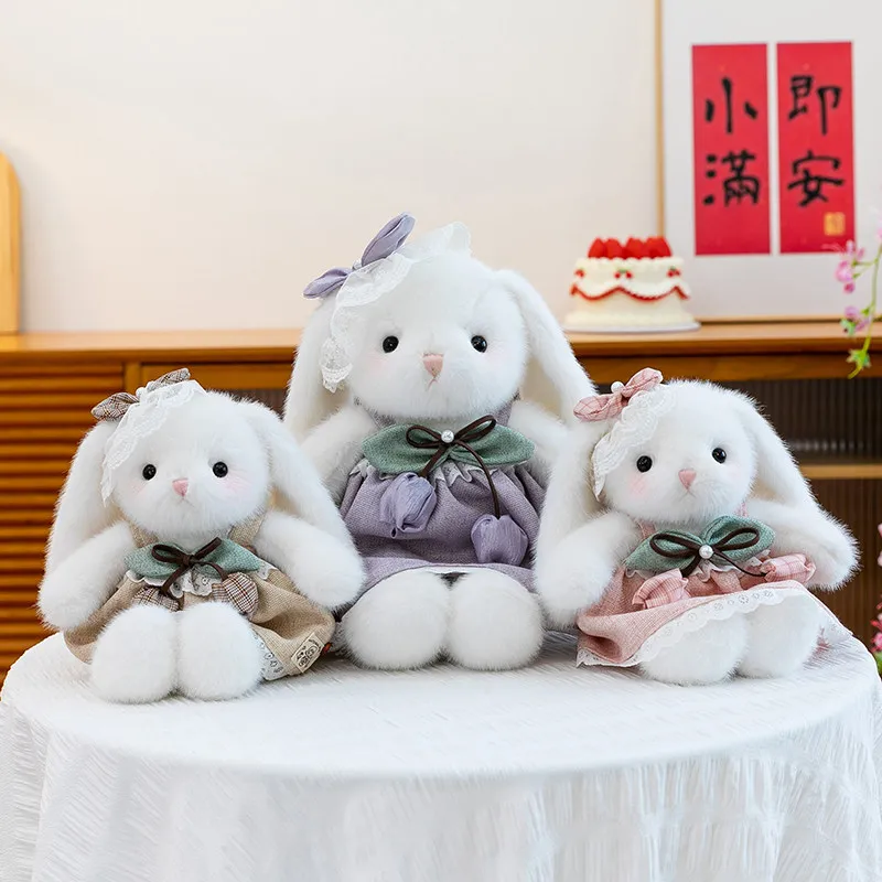 ZWY Taro Boba Bunny Plush Toy Flower Dress Stuffed Animal Cute Hugging Pillow for Girls Gift Idea