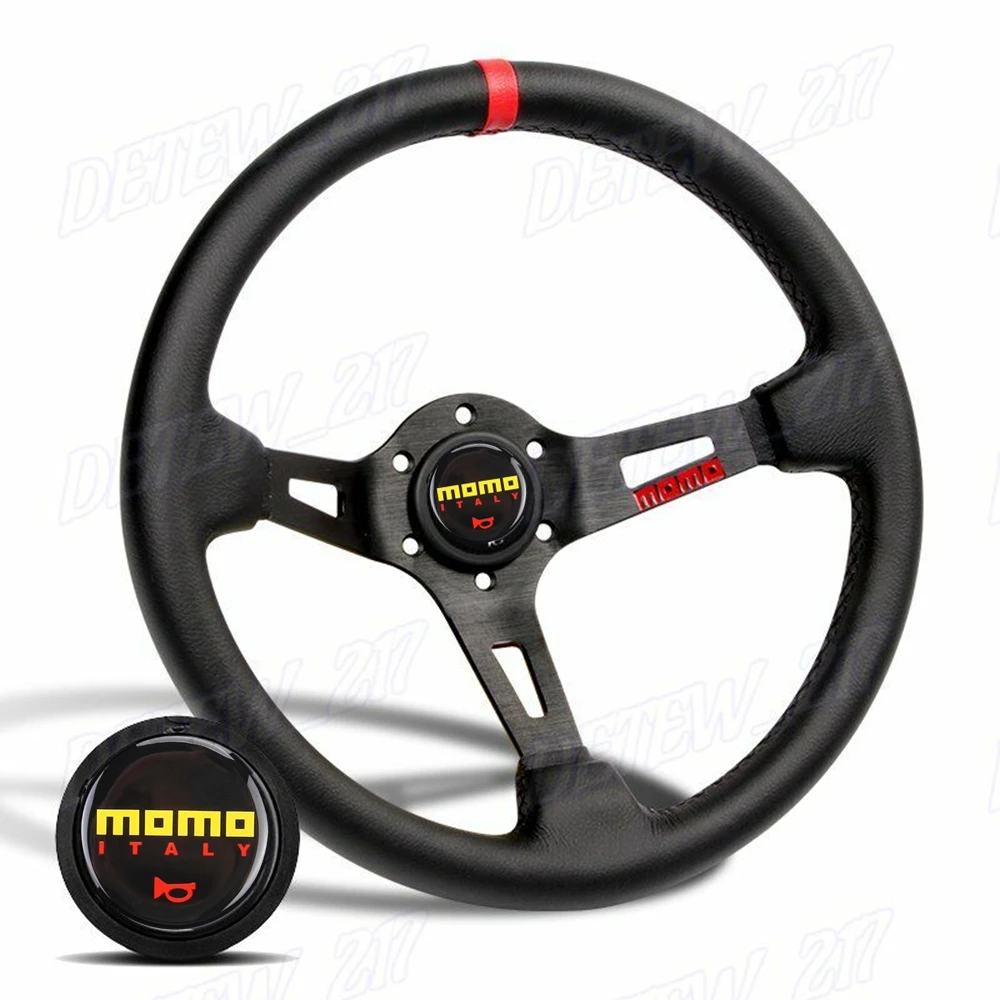 

Drift Universal 14Inch MOMO Racing Steering Wheel Rally Car Real Leather JDM Steering Wheel Volantes For VW HONDA TOYOTA BMW