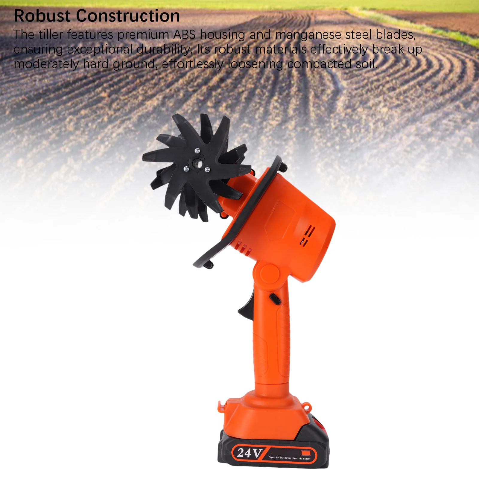 Electric Cultivator Electric Tiller Handheld Battery Powered Cordless Garden Cultivator for Lawn Soil Cultivation Rototiller