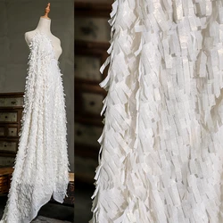Original Handmade High-end Fabric Three-dimensional Stripes Feathers Tassels Stage Fashion Designer Creative Fabric