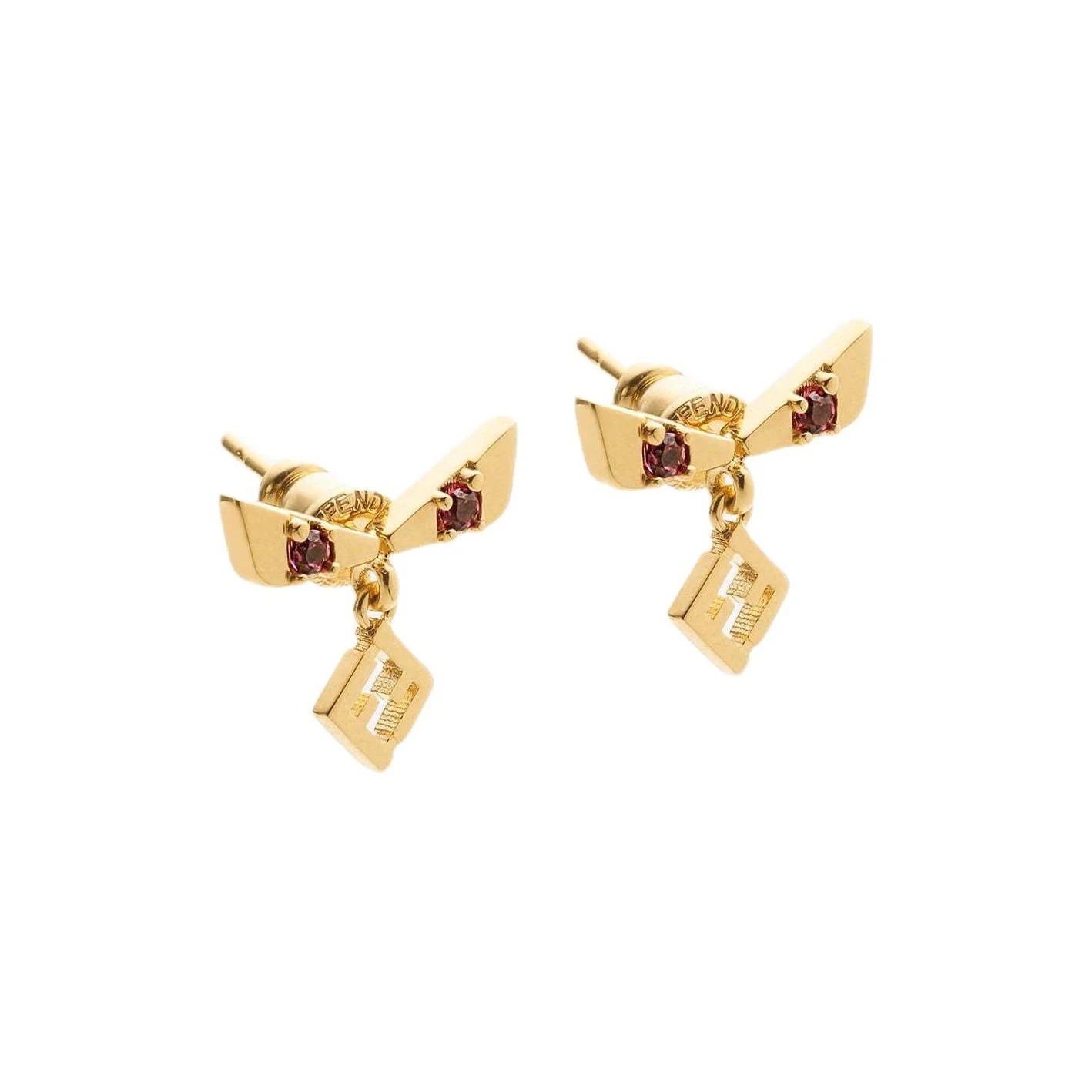 FENDI Metal, Artificial Crystal, Brass Earrings Unisex Gold 8AK905ATEPF1S83