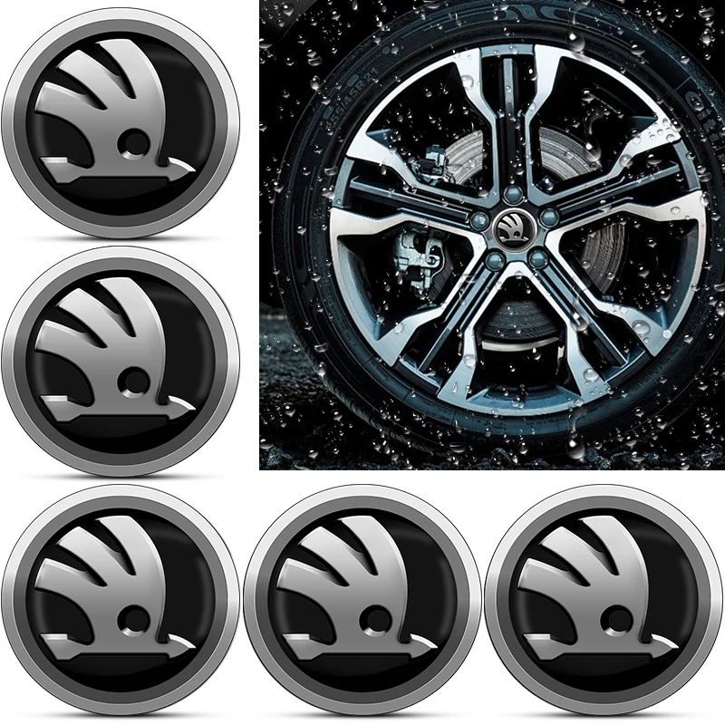 56mm Car Wheel Center Hub Cap Emblem Decal Wheel Sticker Car Styling For Skoda Octavia Kodiaq Fabia Rapid Superb Kamiq Karoq