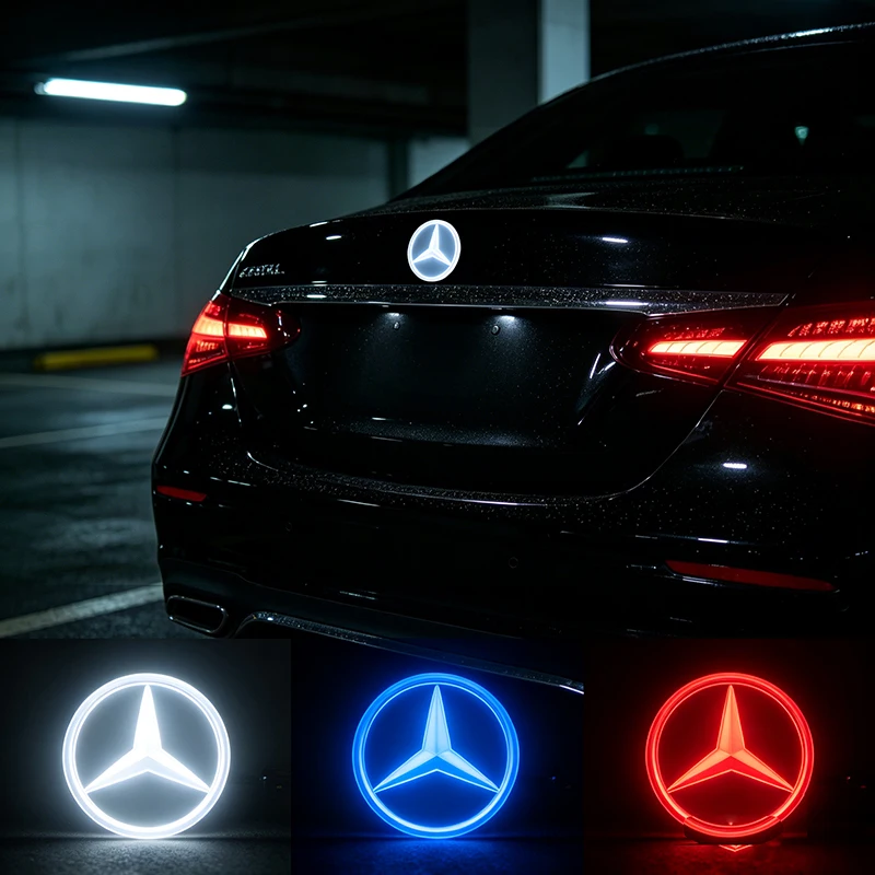 9.5cm LED Illuminated Car Logo Rear Trunk Emblem for MERCEDES BENZ W166 W176 W204 W207 W212 W218 W245 W251 W463 Auto Accessories