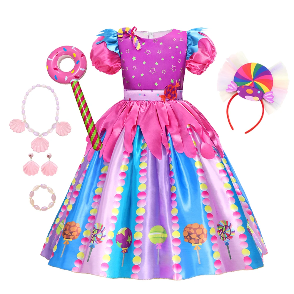 

2024 Girls Costume Purim Carnival Sweet Candy Dress Lollipop Girls Clothing Princess Festival Party Kids Fancy Costume 3-10Y