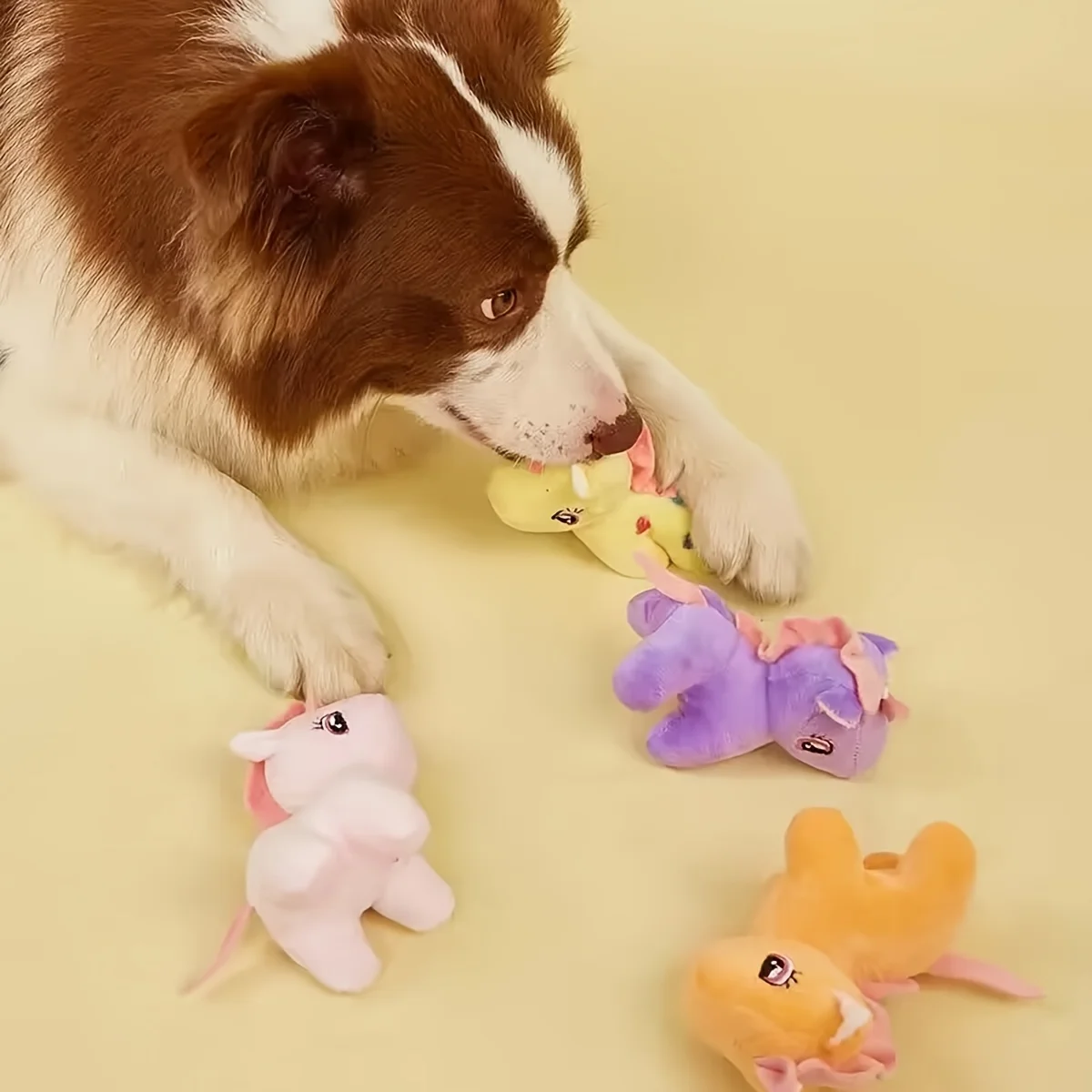 1pc- colorful unicorn shaped plush toy for dogs to play with interactive teeth grinding and cleaning