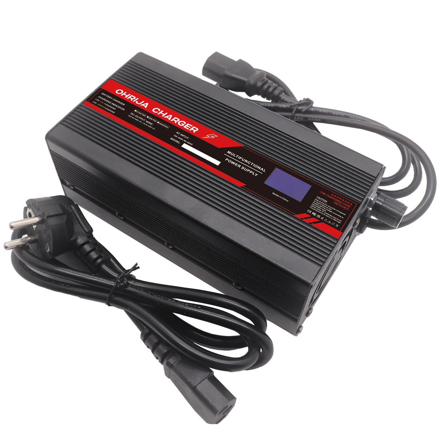 OHRIJA 48V 5A Adjustable Voltage Current LCD Display 48V 5A Battery Charger for Lead Acid Lithium LiFePO4