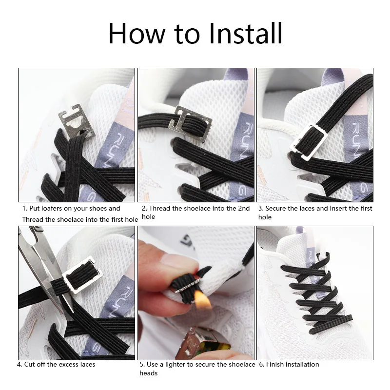 مرونة لا التعادل أربطة أحذية المراسي رباط الحذاء المسطح قفل كليب للبالغين والأطفال أربطة الحذاء Tieless للأحذية الرياضية 1 زوج #6