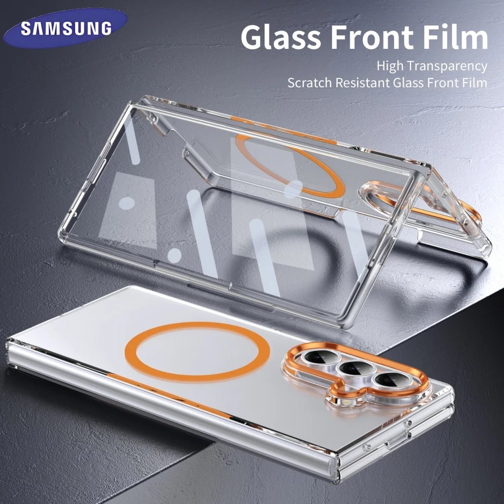 

Luxury HD Clear Magsafe Magnetic Phone Case Samsung Galaxy Z Fold7 6 5 4 3 with Screen Protector Wireless Charging Folding Cover