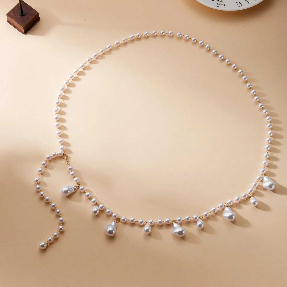 Barocke unregelmäßige Imitation Perle Perlen Halskette für Frauen Männer minimalistische mehrschichtige Perle Kette Halsband vielseitiger Körperschmuck – Detail 15