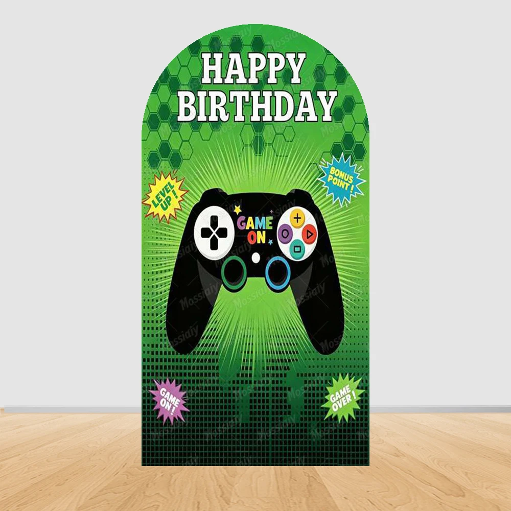 Game Controller Arch Cover Background for Boy Birthday Party Level Up Gaming Theme Decor Children Portrait Photography Backdrops