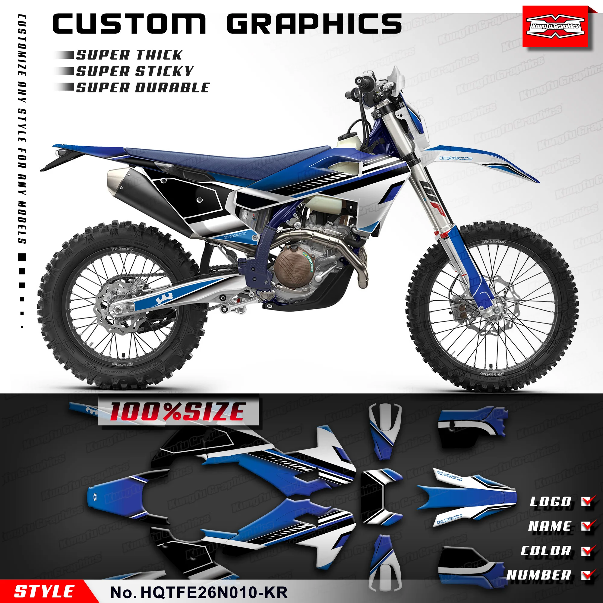 

KUNGFU GRAPHICS Custom Racing Graphics Stickers Set for Husqvarna TE 125 250 300 pro FE 350s 350pro 450 501s 2026 Vinyl Decal