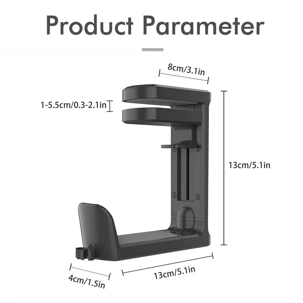 Невидимое крепление для вешалки для наушников под столом, регулируемый зажим для стола диаметром 5-40 мм, прочный держатель для игровой гарнитуры с нескользящим P