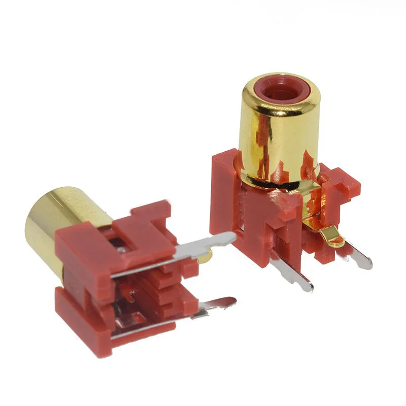 AV1-8.4-3 Single-hole RCA Lotus Base 3-legged gold-plated, welded audio-video Lotus connector with 3 pins and 90-degree angle