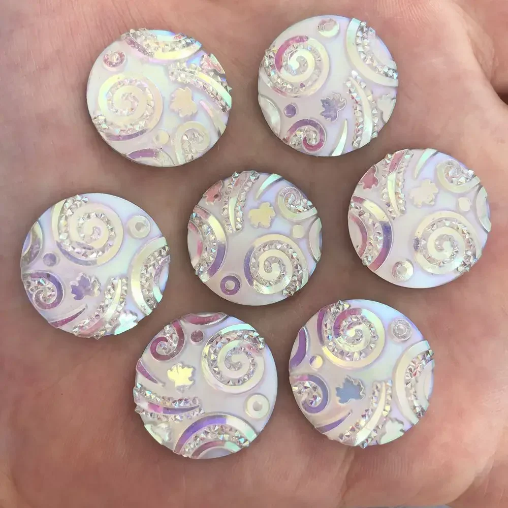 10pcs AB Resin 20mm Round Fun Combination Flatback Rhinestone Wedding Button Jewelry Accessories DIY R47