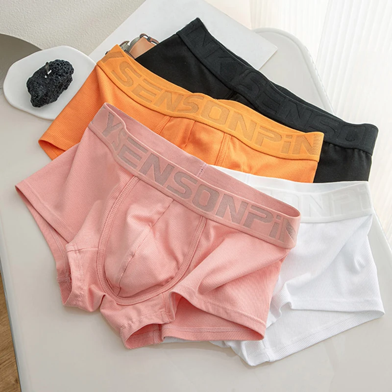Men's Soft Modal Threaded Boxer Sexy Seamless Panties Breathable Shorts Underpants for Man