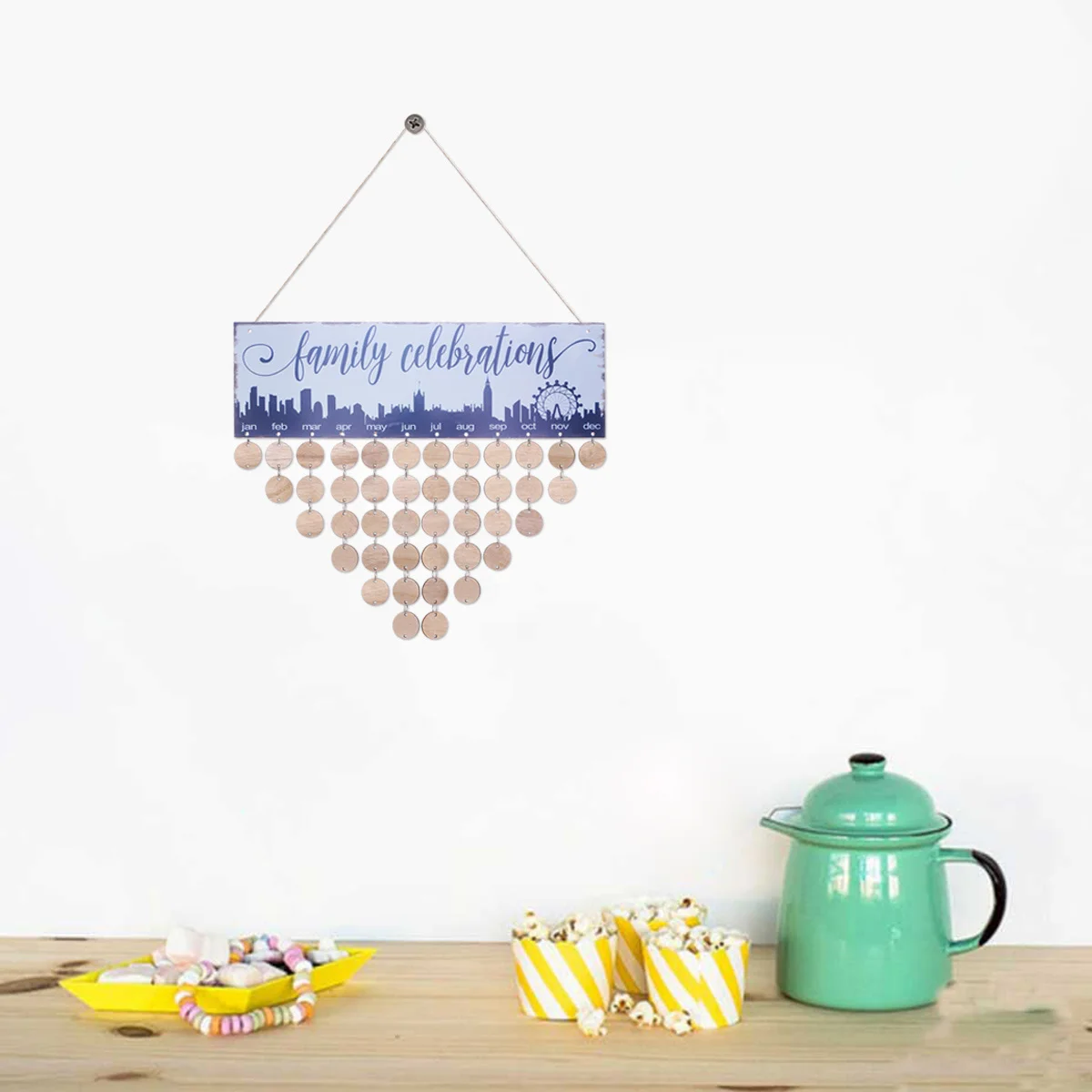 

50pcs Wooden Calendar Board Colorful 40X12Cm Family Celebrations Wall Hanging Decoration For Birthday Reminder Festival Home