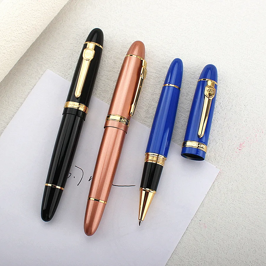Jinhao 159 Роскошная желтая и серебряная шариковая ручка с зажимом с бархатной сумкой Бесплатная доставка ручки с роликами