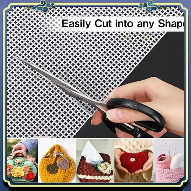 A56P-Canvas Pads 8 Pcs White Rectangle Plastic Mesh Sheet Flexible Plastic Canvas For DIY Crafts Embroidery Crafting Knit