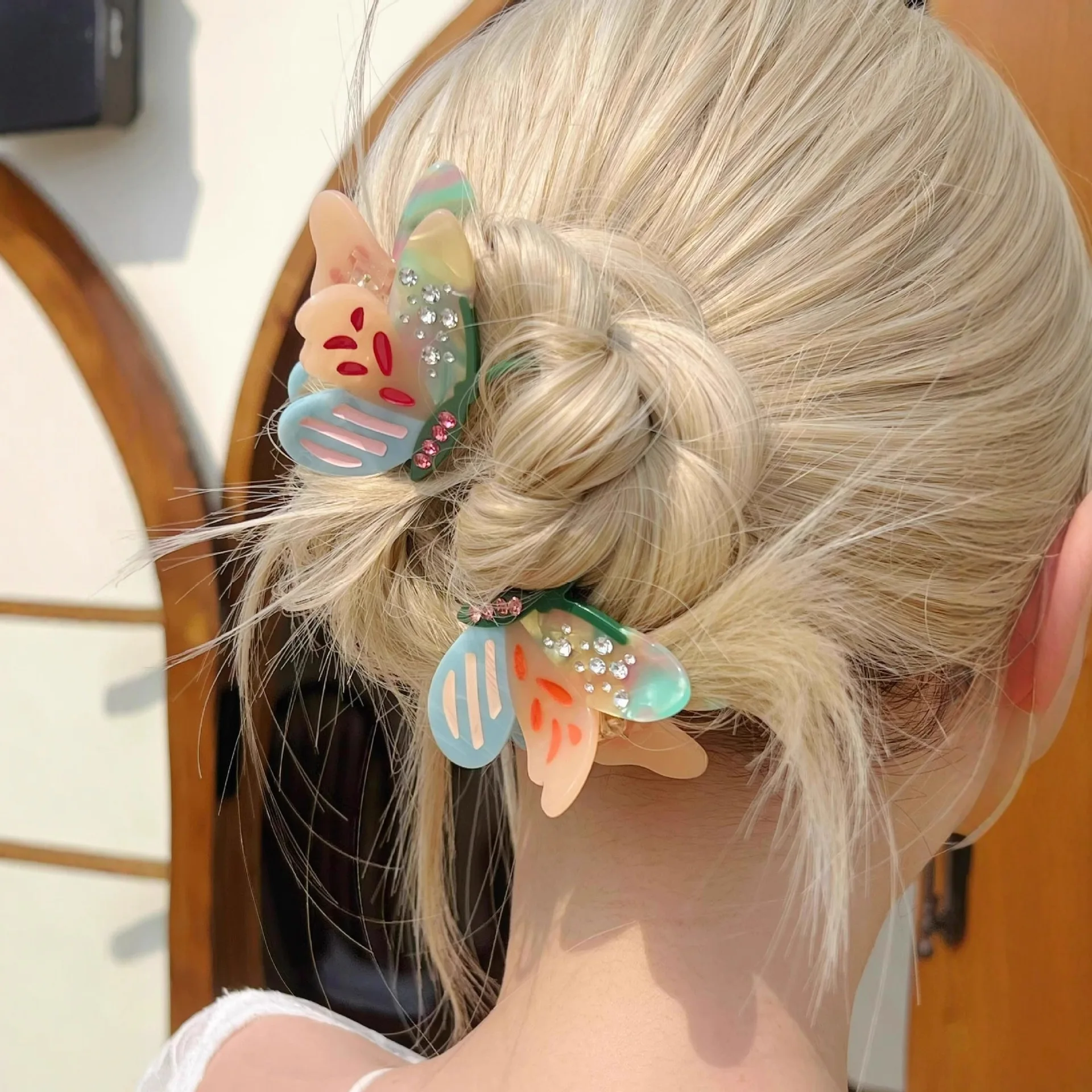 Neue Farbblock-Schmetterlings-Haarspange - Premium Acetat-Haarklammer, Koreanisches Mode-Haaraccessoire für Frauen