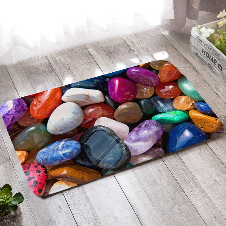 Stone pattern 3d Flannel print entry mat Absorbent non-slip foot mat Bedroom room carpet floor mat