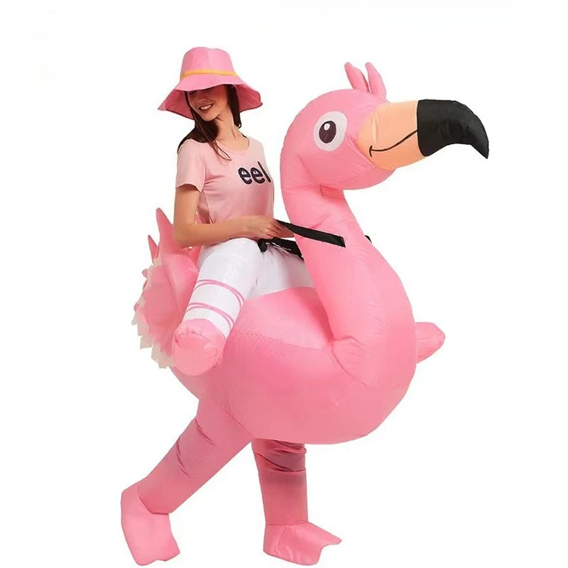 Nuevo disfraz inflable de Halloween, traje de Animal divertido de paseo de flamenco rosa para fiesta infantil