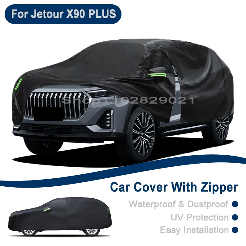 

Outdoor Full Vehicle Cover For Jetour X90 PLUS - Side Zipper Design, Waterproof Dustproof Sun Protection Car Cover