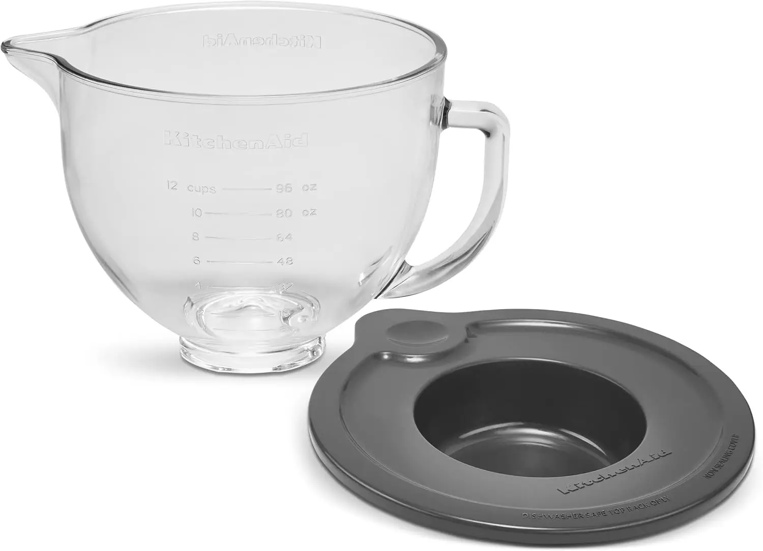 

5 Quart Glass Mixing Bowl with Measurement Markings and Lid for Kitchen Stand Mixers