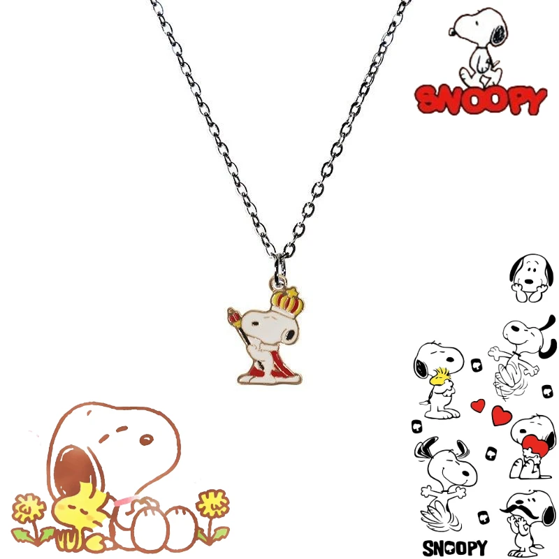 

Snoopy cartoon cute necklace creative Kawaii unisex couple pendant collarbone chain accessories anime peripheral gifts wholesale