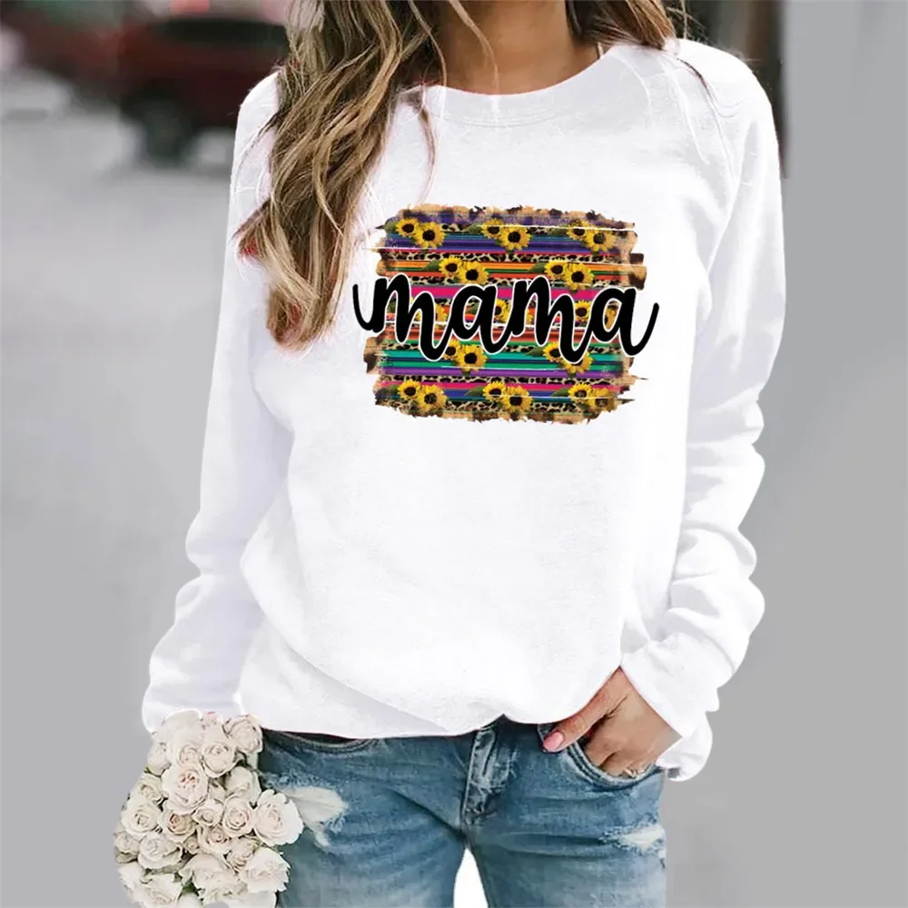 Europe and United States Sunflower Print Pattern Long Sleeve Round Neck Hoodie Women's Wear Sweatshirt  Streetwear Women