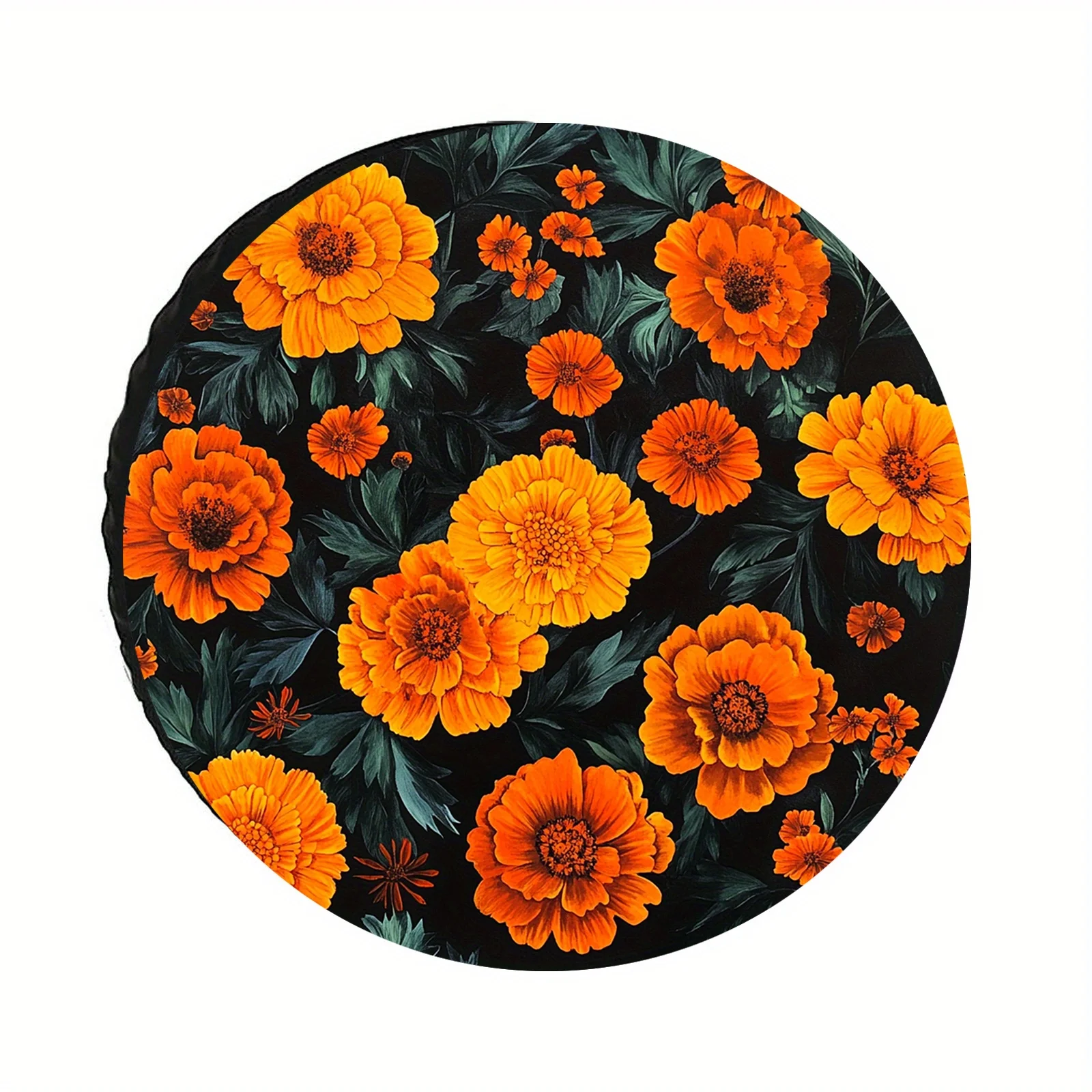 1 UV-resistant, Vibrant Floral Print Tire Cover - Durable Polyester Fabric, Suitable For Off-road Vehicles And RVs, Available In