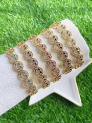 1Pcs Gold Plated Simple Smile Face Charm Bracelet Bangle