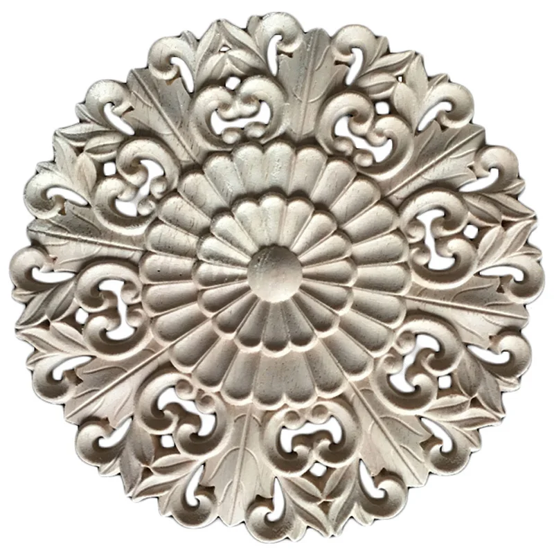 15-24cm Wood Carved Decal Corner Appliques Frame Wall Doors Furniture Decorative Figurines Craft Wooden Furniture Cabinets Decor