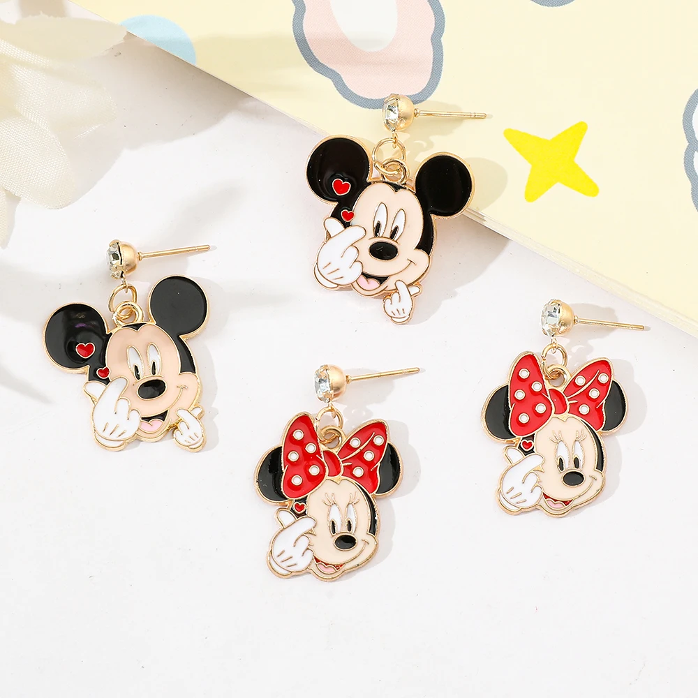 Mickey Minnie Head Portrait Ear Studs Cartoon Charm Earrings Gifts for Girls Women Jewelry Anime Accessories Surprise gifts