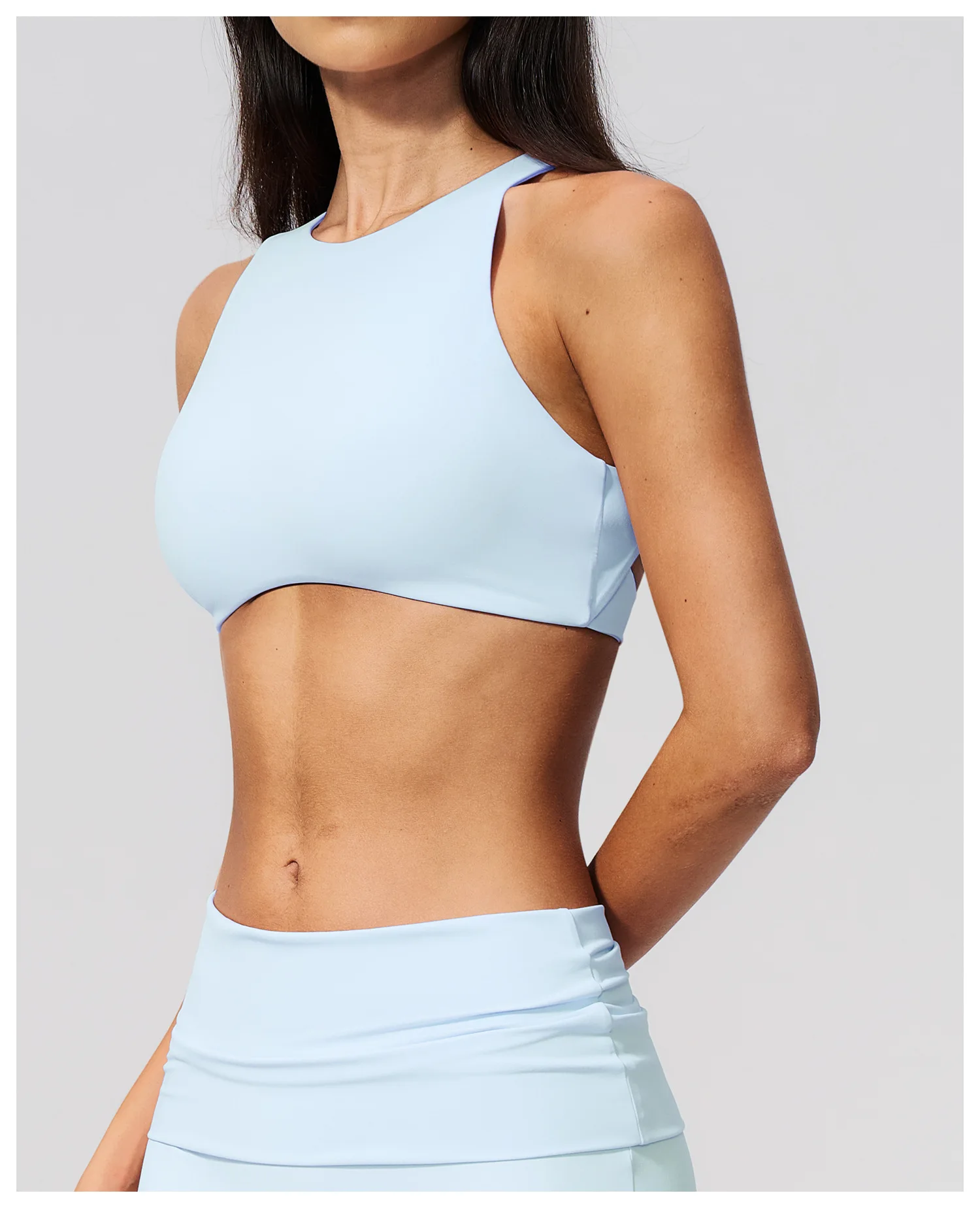 Damen Sport-BH mit Rückenausschnitt, Stoßdämpfend, Push-Up, Schnelltrocknend, Einfarbig, für Fitness, Laufen und Yoga – Detail 16