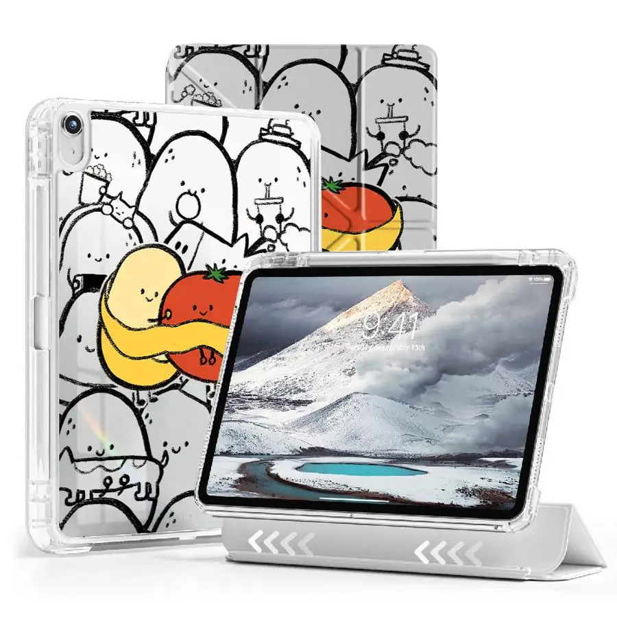 

Holder Cover Tablet Case For iPad Air 4 5 M3 M2 M4 11inch 11th 10th 9th 8th 7th 12.9inch Mini 6 7 Pro 2025 Y-Fold Cute Potato &