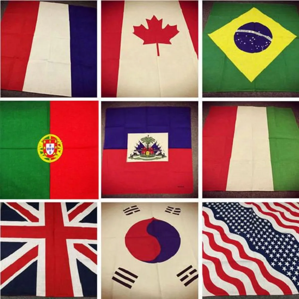 Cotton Square Towel Handkerchief Towels USA Kingdom, France, South Korea, Brazil, Germany, Canada and Mexico Dancing Headscarf