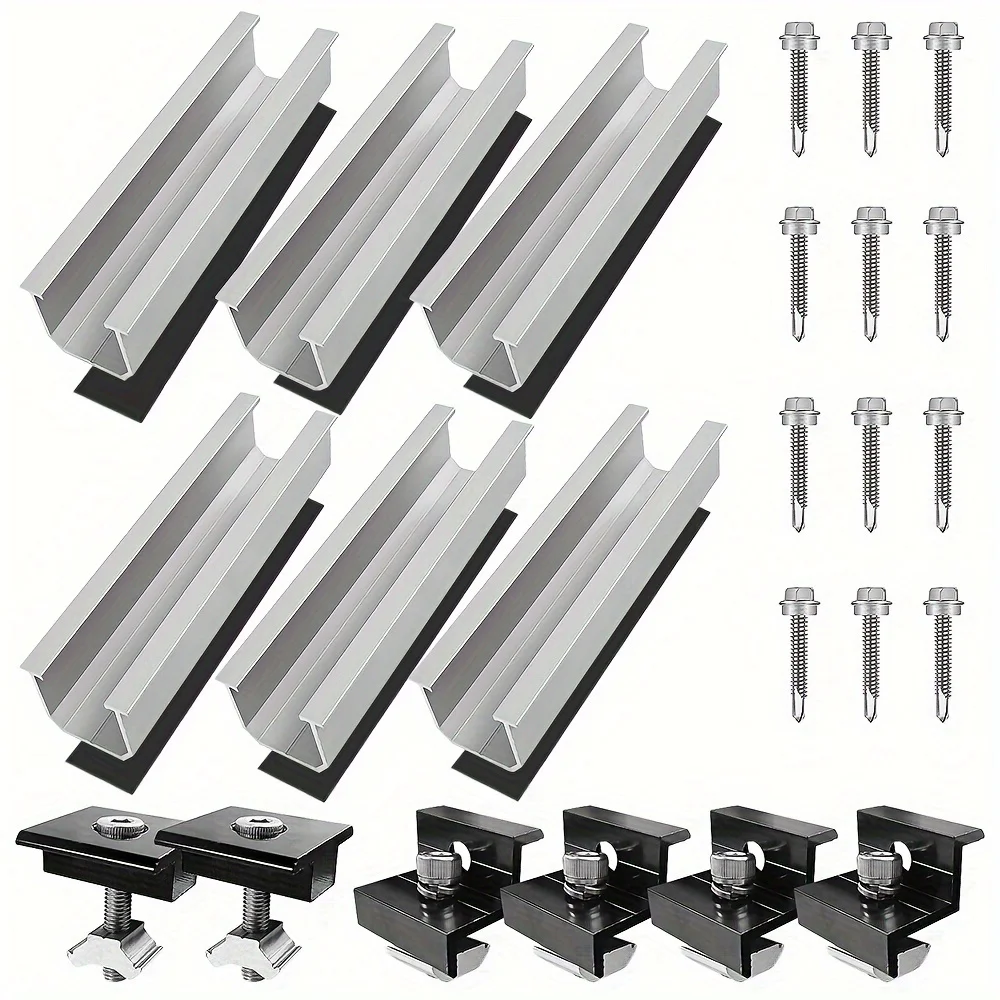 12cm U-förmige Schiene Solar-Photovoltaik-Halterung Silberne Schiene Sechsteiliges Set