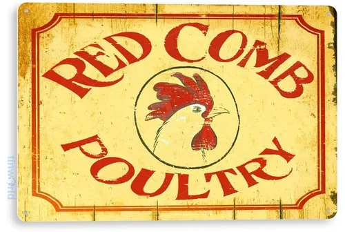 TIN SIGN Red Comb Poultry Metal Décor, Cottage, Kitchen, Store, Farm, A585 --Tin Sign