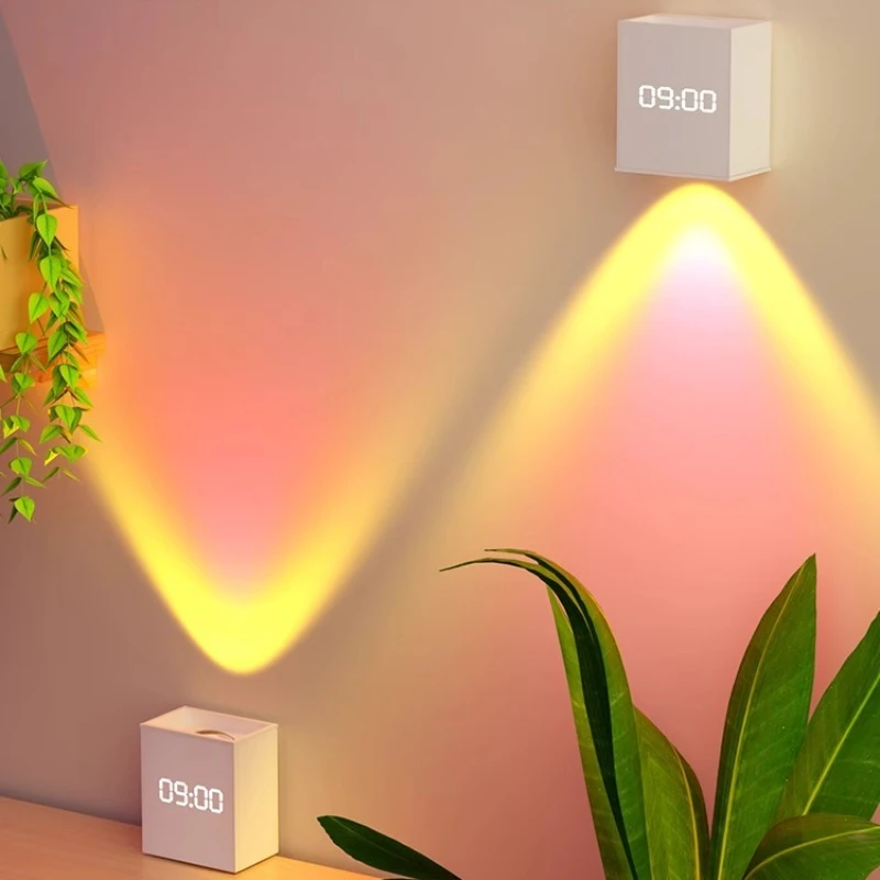 

Nordic LED Clock Wall Hanging Alarm Lamp Interior for Home Special Accessories Decoration Living Room Wall Lights Sconce for You