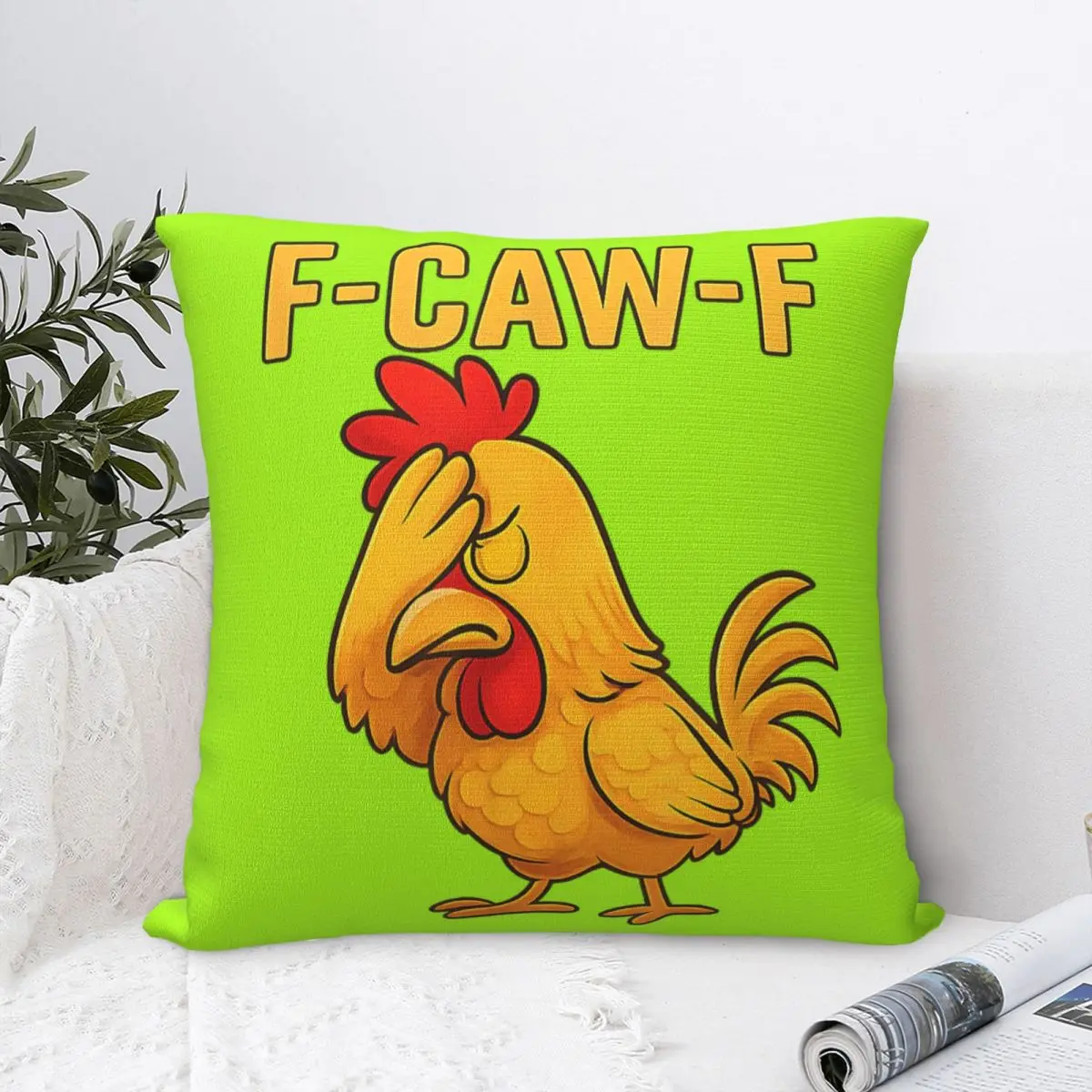 Pillow Case FCAWF Chicken Rooster Meme Soft Pillow Cover Vintage Cushion Cover Graphic Pillowcases For Sofa Car Home Decor