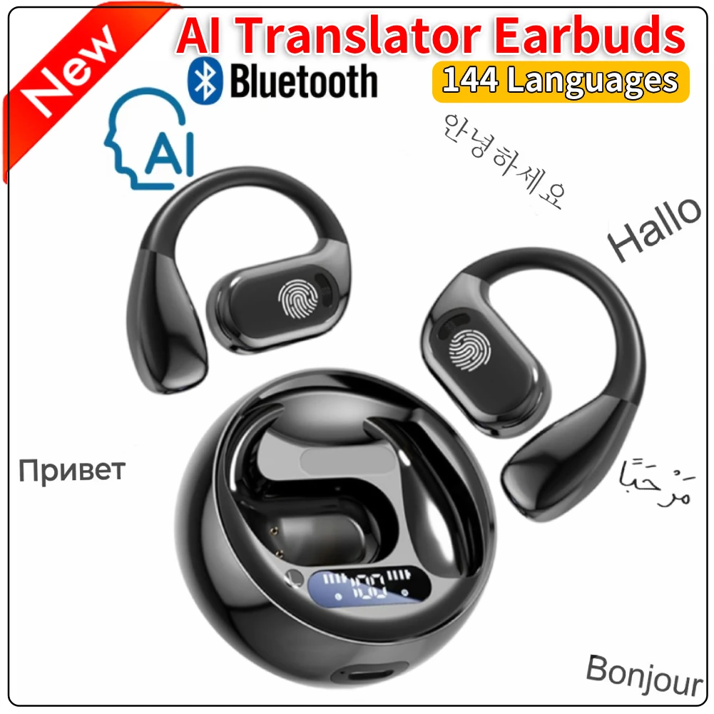 Translation Earbuds AI Earphone Translator 144 Languages Translation Earphones Bluetooth Wireless Headphones Real Time Translate