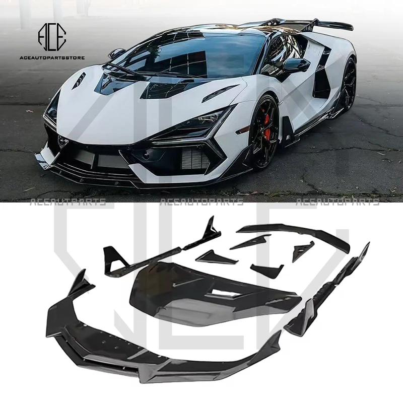 For Lamborghini Revuelto Dry Carbon Fiber Front Lip Bumper Side Skirt Splitter Fender Wing Hood Rear Diffuser Body Kits